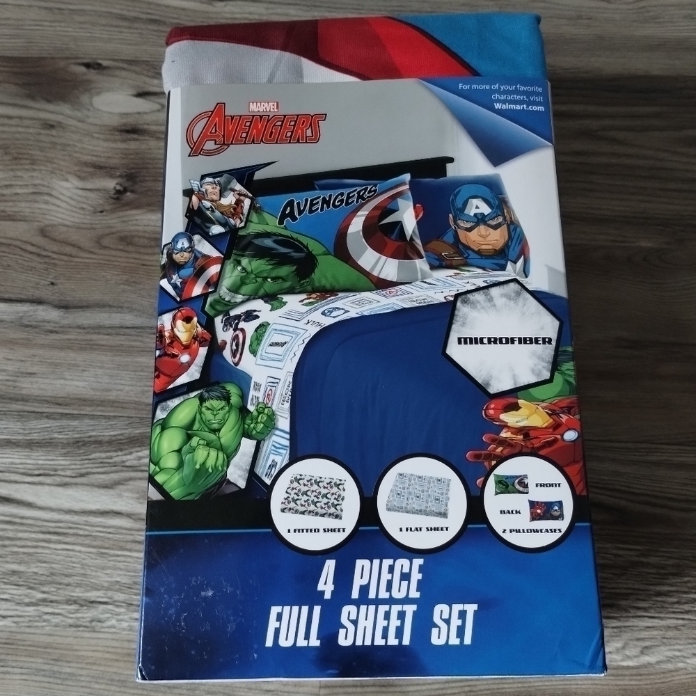 Avengers Hero Time Kids 4-Piece Full Size Microfiber Sheet Set